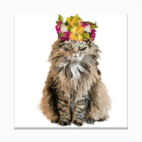 Cat With Flower Crown Canvas Print