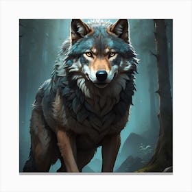 Wolf In The Woods 1 Canvas Print