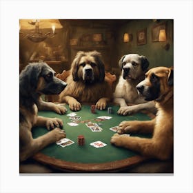 Man Cave Collection: DaVinci Dogs Playing Poker Canvas Print