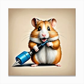 Hamster With A Drill Canvas Print