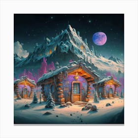 Mountain village snow wooden 6 13 Canvas Print