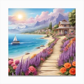 Cottage On The Beach 1 Canvas Print