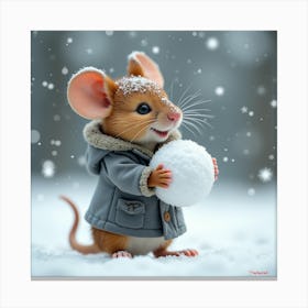 Mouse In The Snow 1 Canvas Print