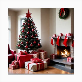 Christmas Tree In Living Room 3 Canvas Print