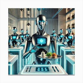 A Futuristic Dining Experience With High Tech Huma Canvas Print