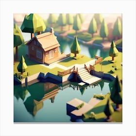 Low Poly House 4 Canvas Print