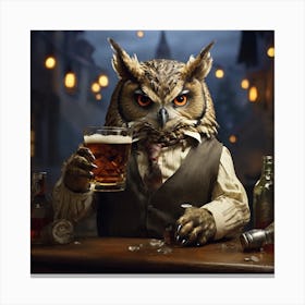 Owl At Bar 1 Canvas Print