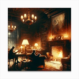 Room With A Fireplace Art Print Canvas Print