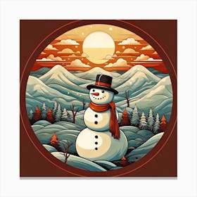 Snowman In The Mountains 1 Canvas Print