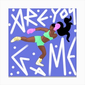 Kickboxing Girl Square Canvas Print