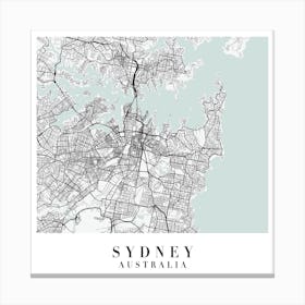 Sydney Australia Street Map Minimal Color Square Canvas Print