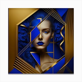 Blue And Gold Abstract Art Canvas Print