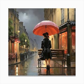 Rainy Night In Paris Art Print 1 Canvas Print