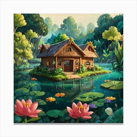 House In The Pond Canvas Print