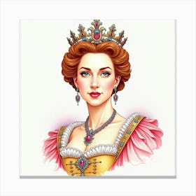 Watercolor Image Of Queen Elizabeth I, Vibrant And Elegantly Adorned 1 Canvas Print