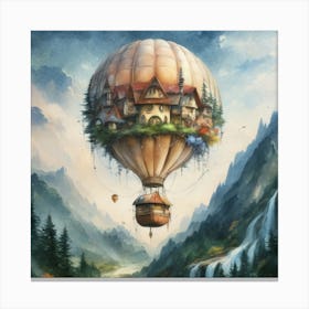 watercolor of a off white hot air balloon Canvas Print