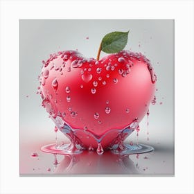 Red Apple With Water Drops Canvas Print