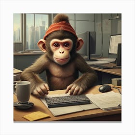 Monkey At Work Canvas Print