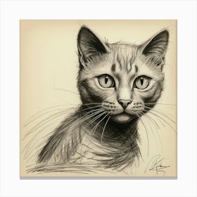 Pencil Drawing Of A Cat Canvas Print