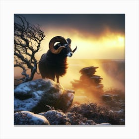 Ram In The Snow 3 Canvas Print