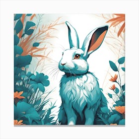 White Rabbit In The Garden Canvas Print