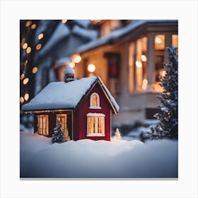 Christmas House In The Snow Canvas Print