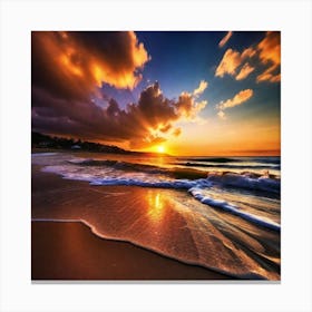 Sunset On The Beach 386 Canvas Print