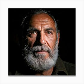 Firefly Portrait, Male, Old Miner, Coal Shaft, Dirty Face, Dark, Night, Rugged, Weathered, Expressiv Canvas Print