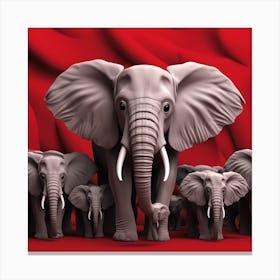 Family Of Elephants Canvas Print