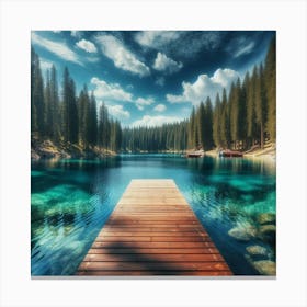 Pier In The Lake Canvas Print