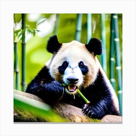 Panda Bear Eating Bamboo 8 Canvas Print