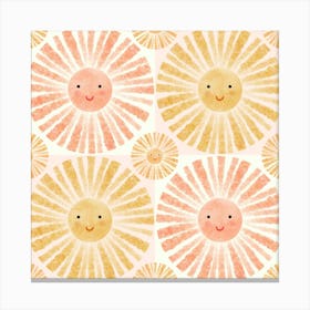 Happy Yellow Watercolor Sunshine Canvas Print