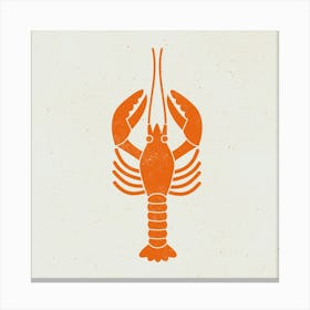 Orange Lobster Seafood Lino Block Print Canvas Print