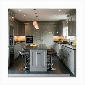 A Stunning, Fully Fitted Kitchen Exudes Sophistication In A Soothing Palette Of Neutral Grey And Charcoal, With Sleek, High Gloss Cabinets That Reflect The Soft, Warm Lighting 4 Toile