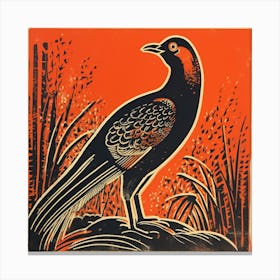Retro Bird Lithograph Pheasant 6 Canvas Print