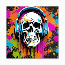Skull With Headphones 66 Canvas Print