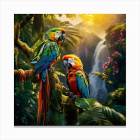 Two Parrots In The Jungle art print Canvas Print