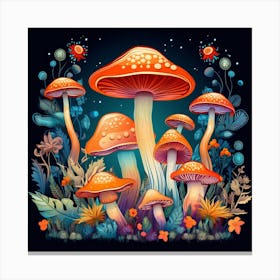 Mushrooms In The Forest 82 Canvas Print