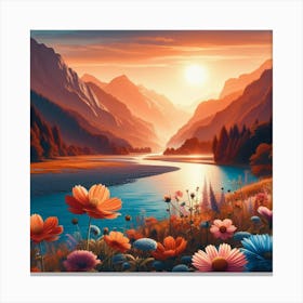 Sunset In The Mountains Canvas Print