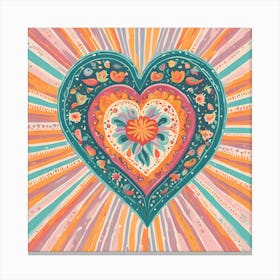 Amor Mexican Dia de los Muertos Heart Canvas Print