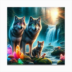 Crystal Wolves in Forest Canvas Print