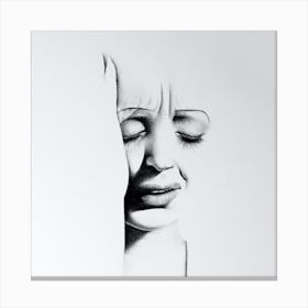 Edith Piaf Pencil Drawing Minimal Black and White Canvas Print