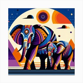 Curious Companions Elephants Canvas Print