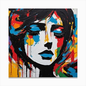 Girl With Paint Splatters Canvas Print