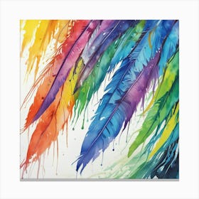 Rainbow Feathers Canvas Print