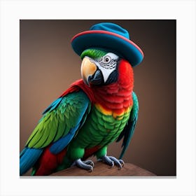 Parrot In Hat Canvas Print