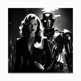 Woman And A Robot Canvas Print