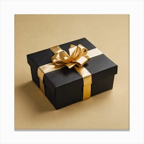 Black Gift Box With Gold Ribbon 1 Canvas Print