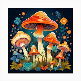 Mushrooms In The Forest 49 Canvas Print