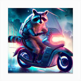 Raccoon on Motorcycle 4 Canvas Print